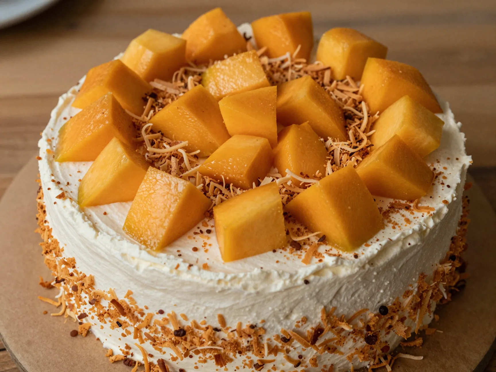 Mango and coconut shredded topping