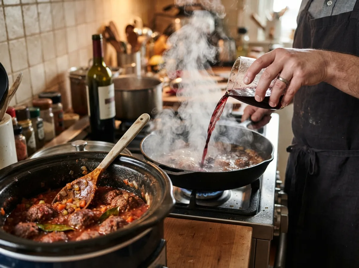 Slow cooker spaghetti sauce with marvelous meatballs