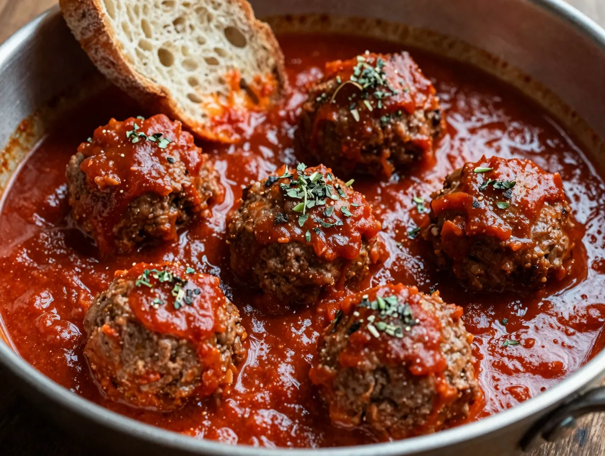 7 meatballs in tomato sauce