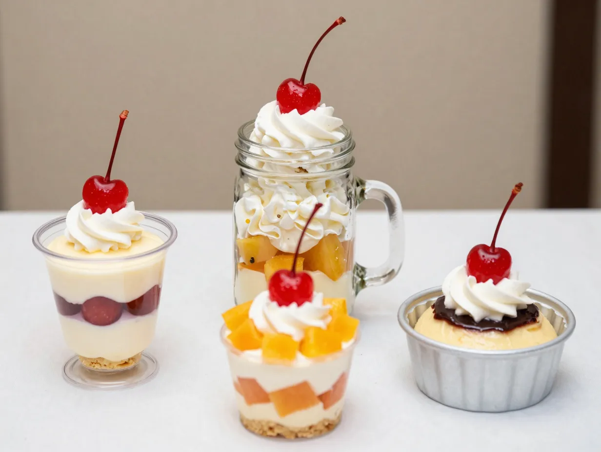 The mini individual banana split cakes