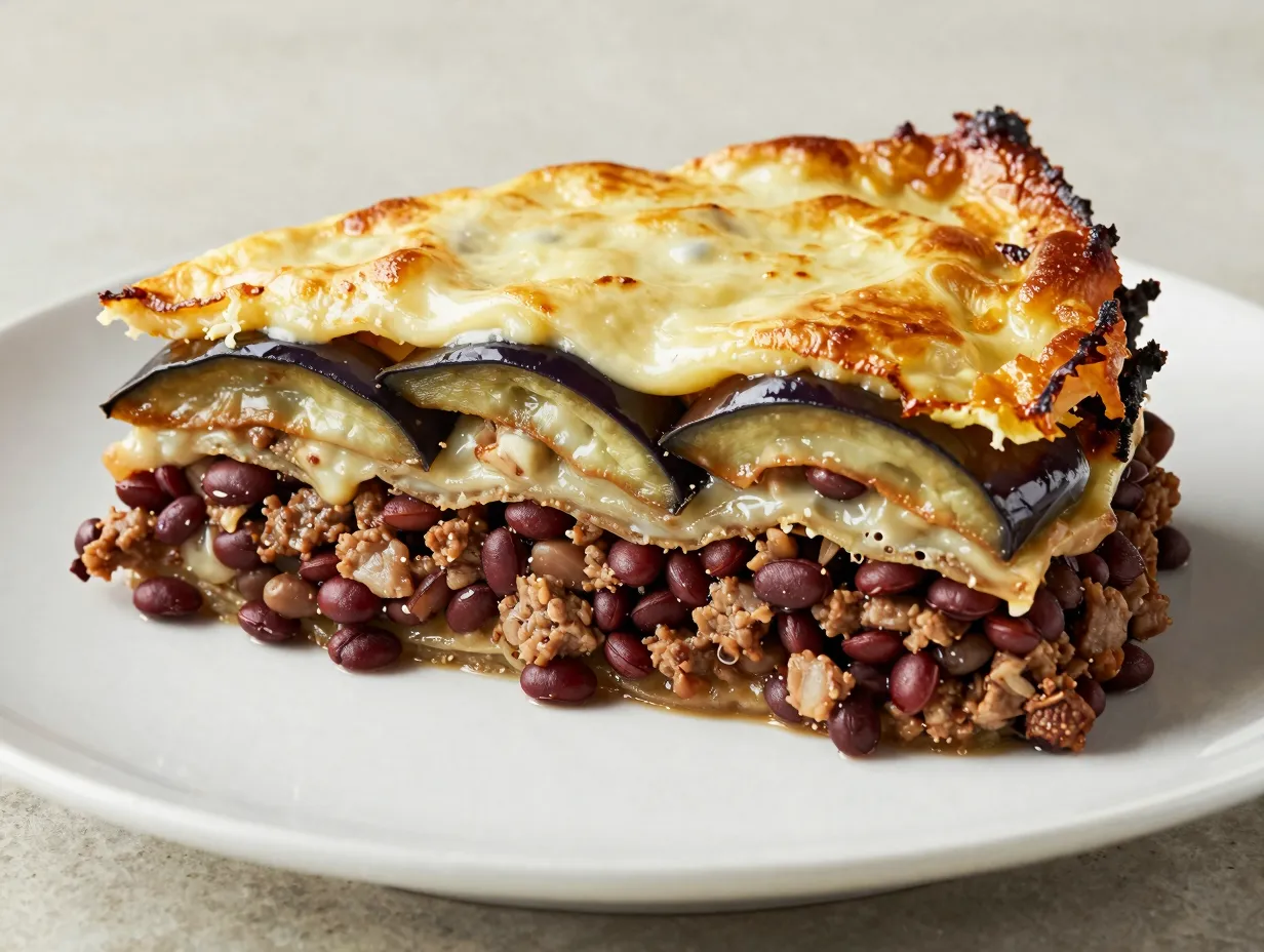 8 mince and lentil moussaka