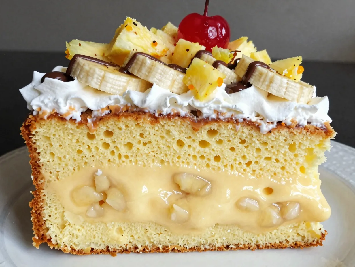 The banana split poke cake