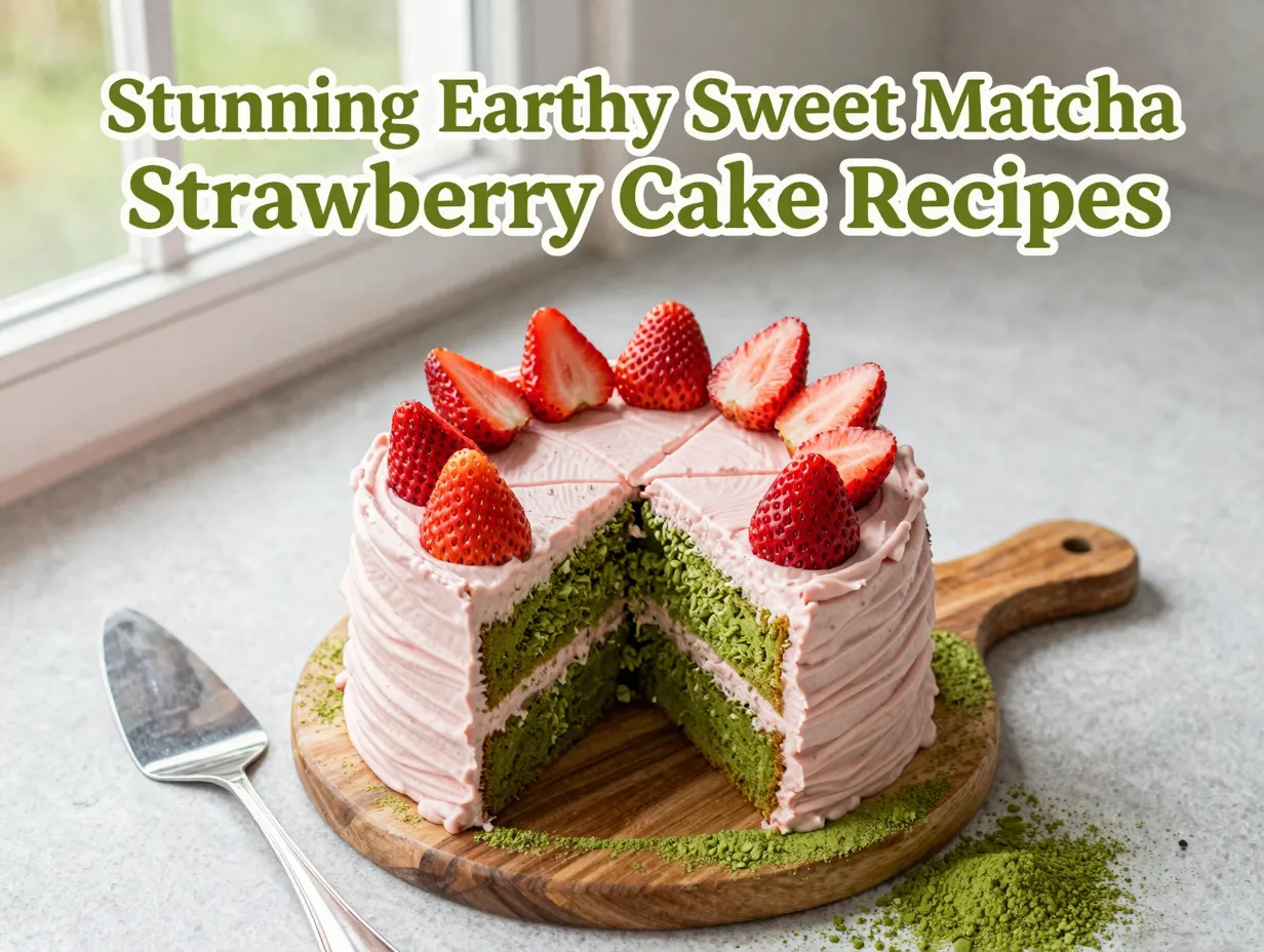Stunning earthy sweet matcha strawberry cake recipes