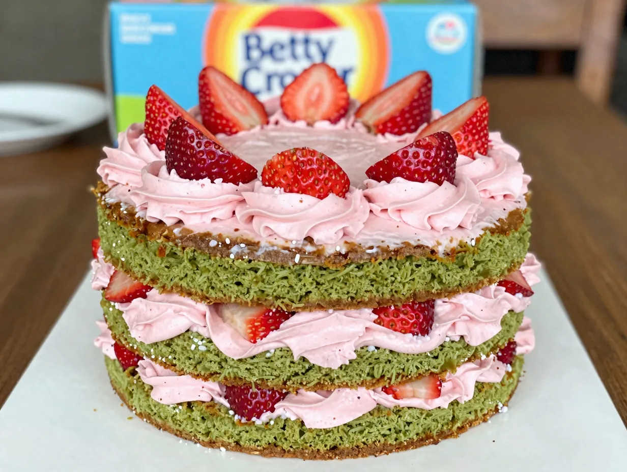 Betty crockers strawberry matcha cake for the everyday baker