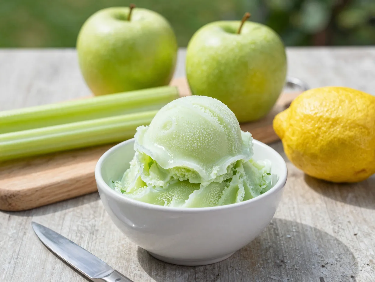 Green apple and celery sorbet