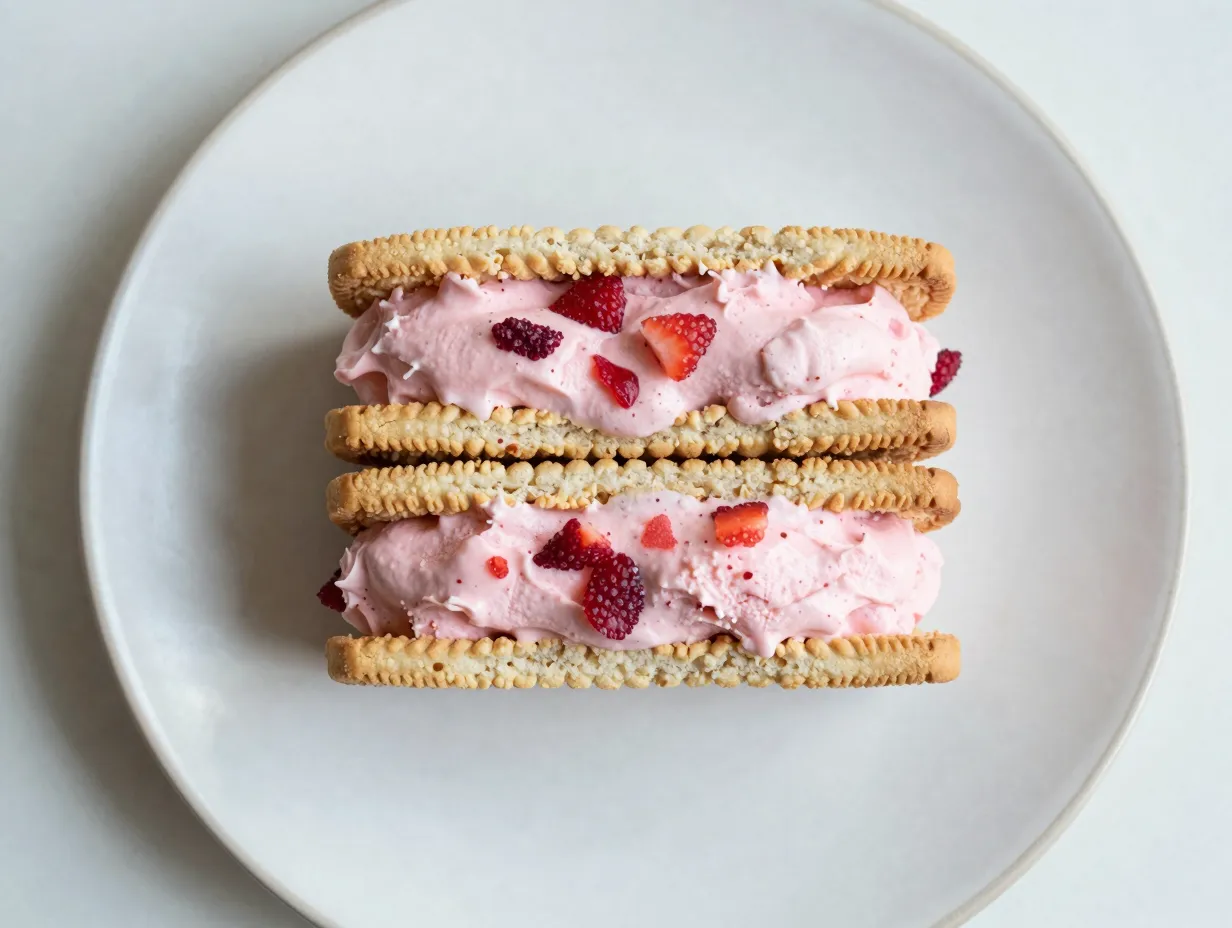 Golden oreo strawberry shortcake sandwich