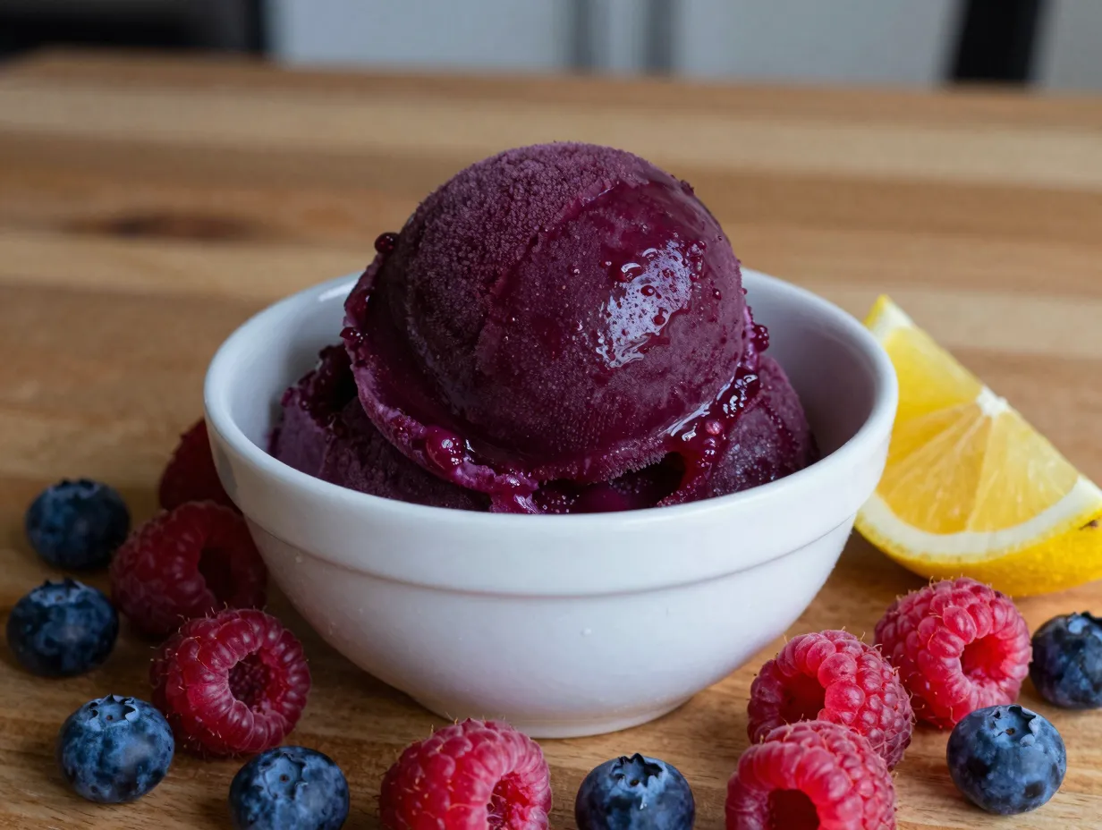 Raspberry blueberry sorbet