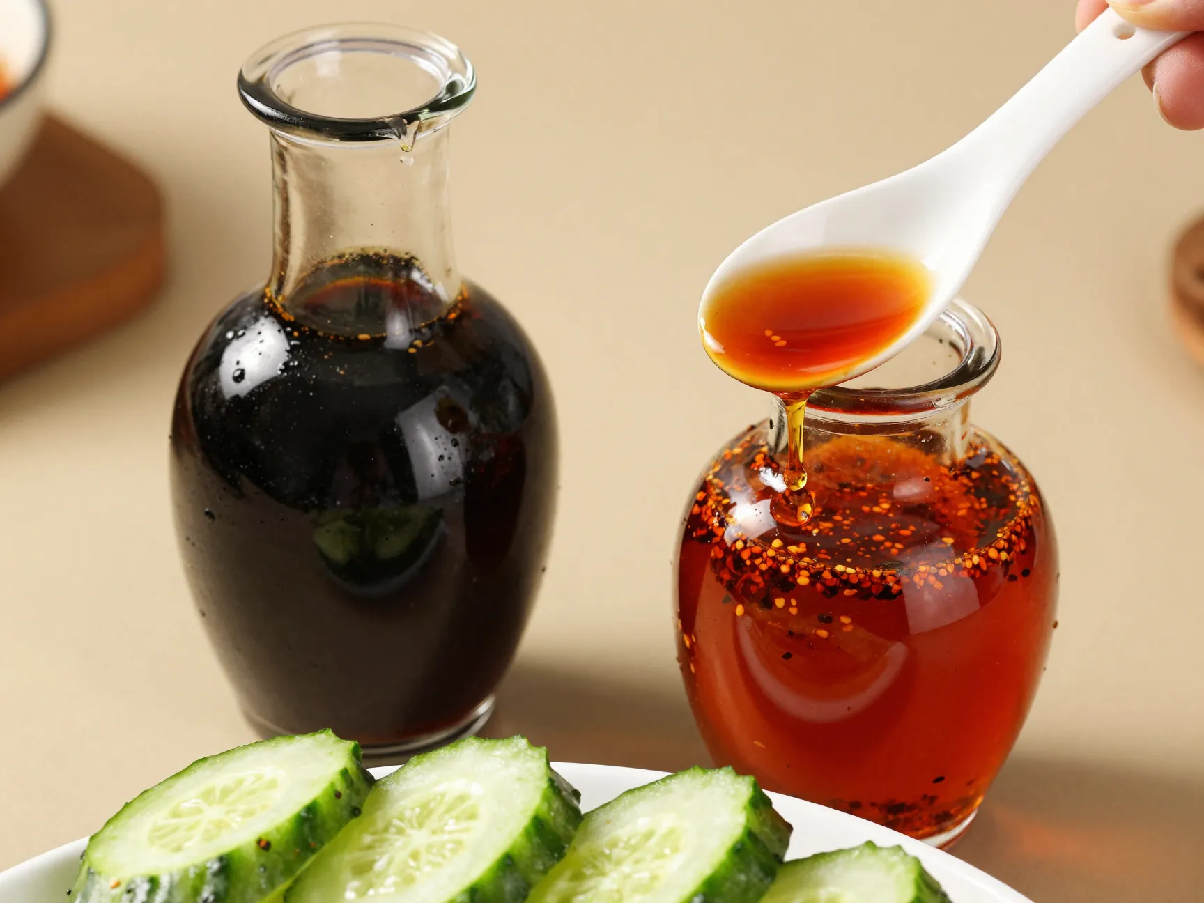 The sesame oil and chili oil combination creates a layered flavor profile