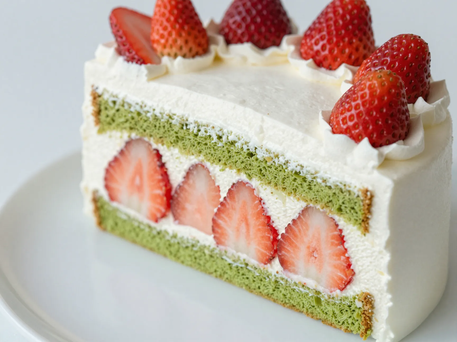 Bites by biancas strawberry matcha cake with whipped cream frosting