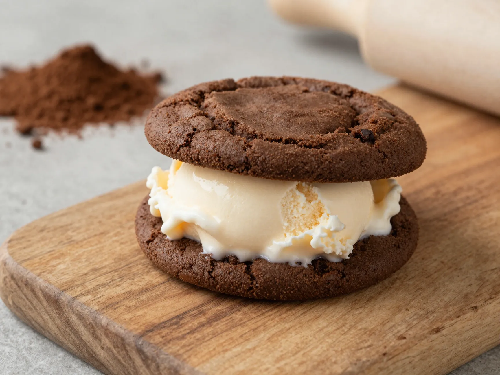 Homemade chocolate cookie base sandwich