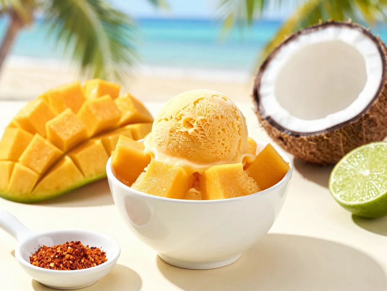 Tropical mango coconut sorbet