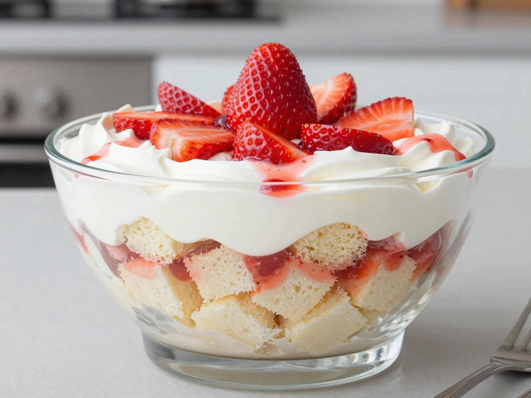 The classic three layer strawberry trifle