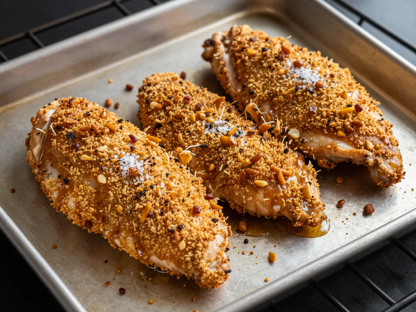 Honey mustard pretzel chicken bakes to golden perfection