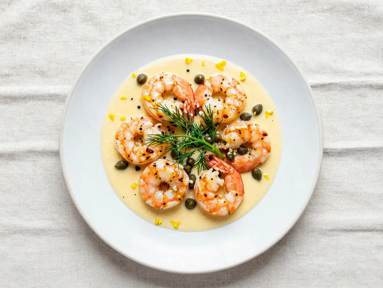 Lemon herb garlic shrimp with capers
