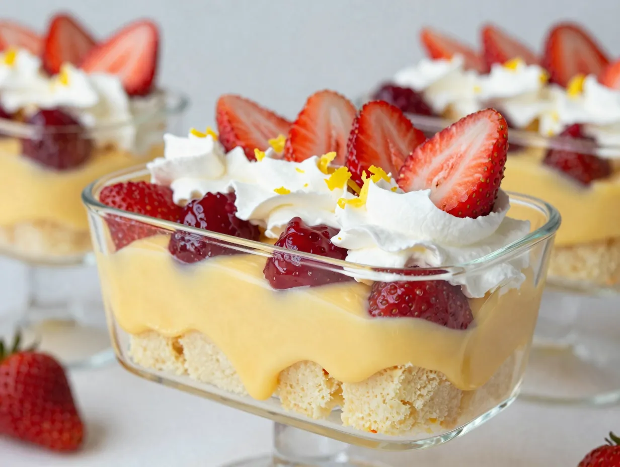 The lemon curd and strawberry trifle