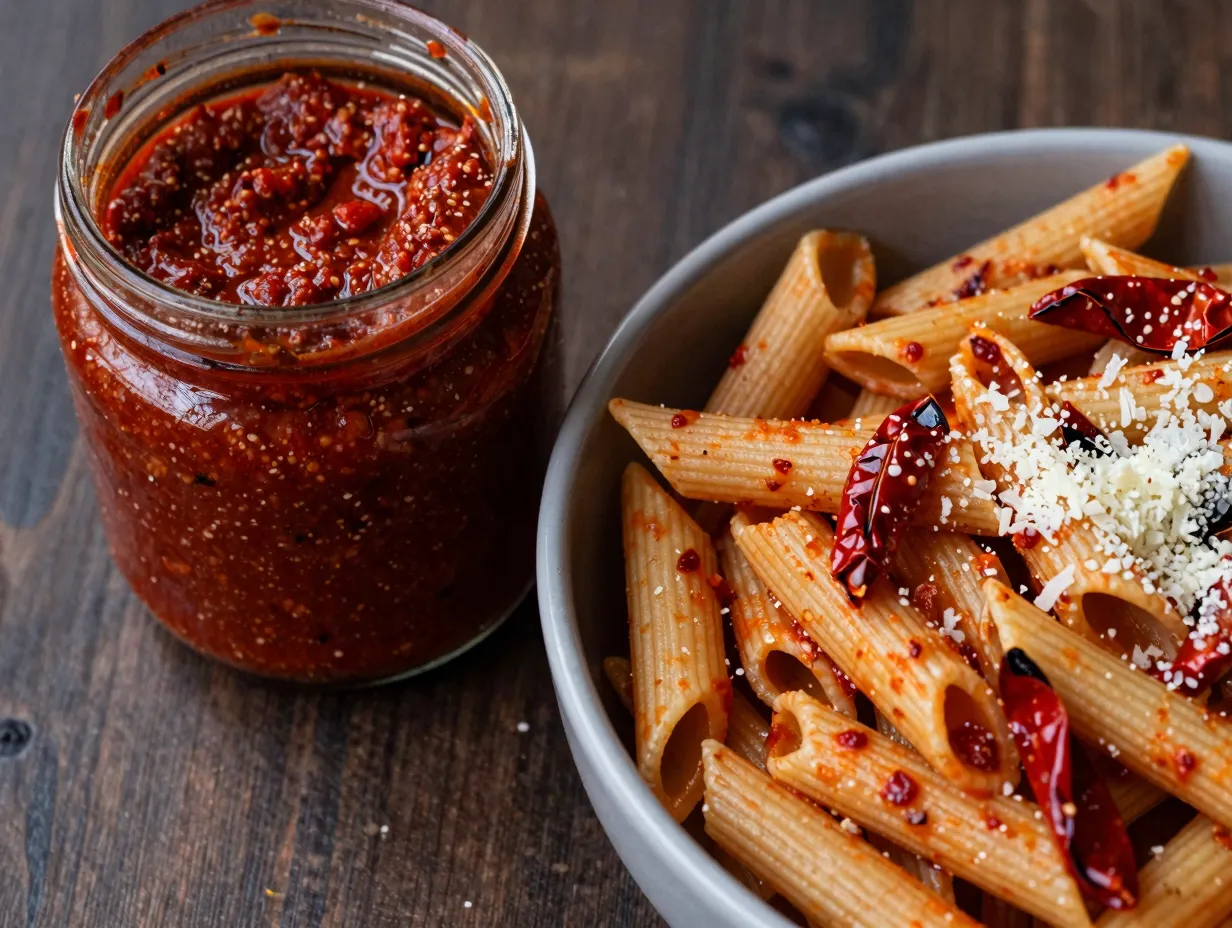 Easy red pesto pasta