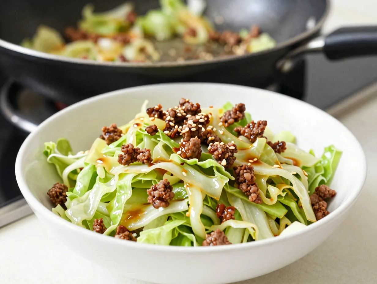 Ground beef and cabbage bowl