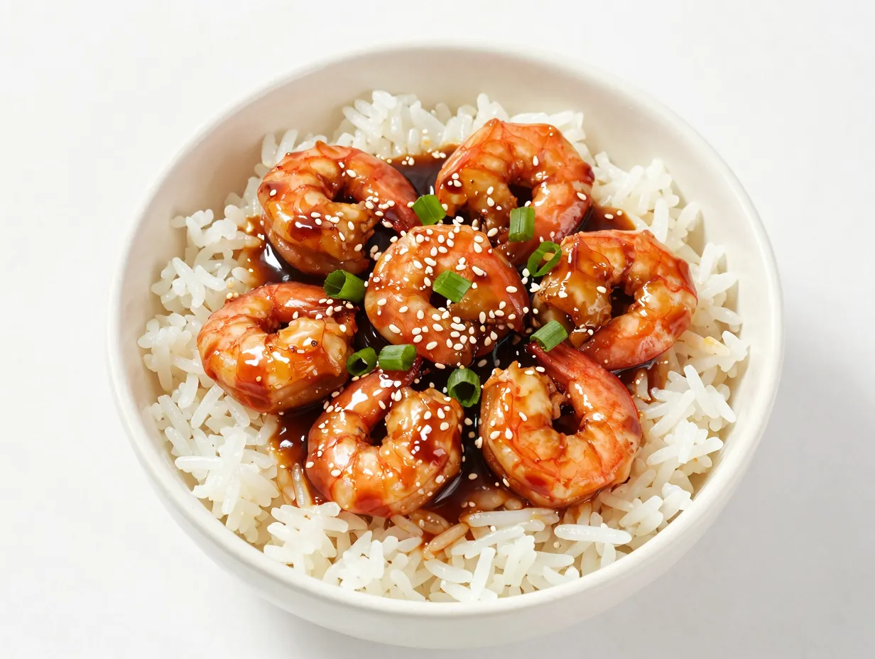 Asian inspired garlic butter shrimp with soy and sesame