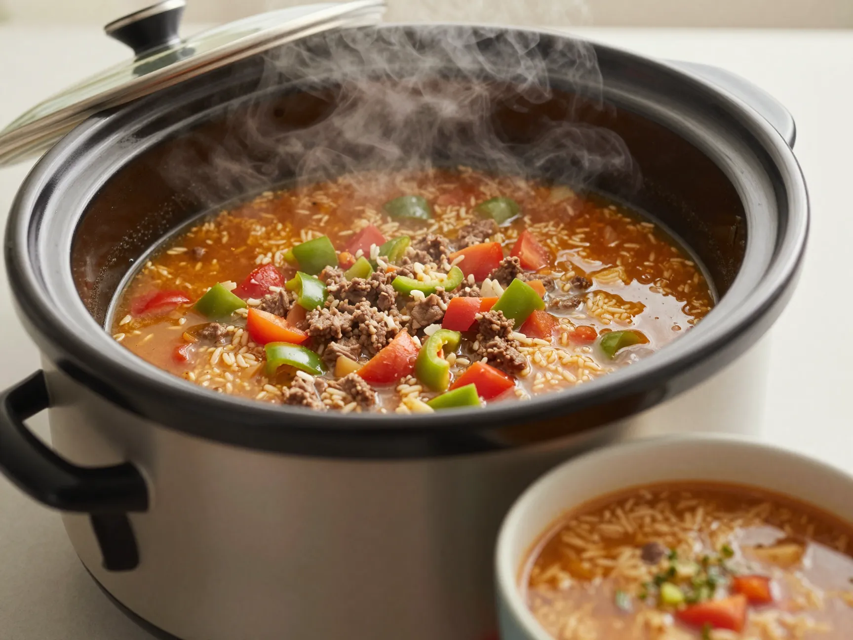 Slow cooker stuffed pepper soup