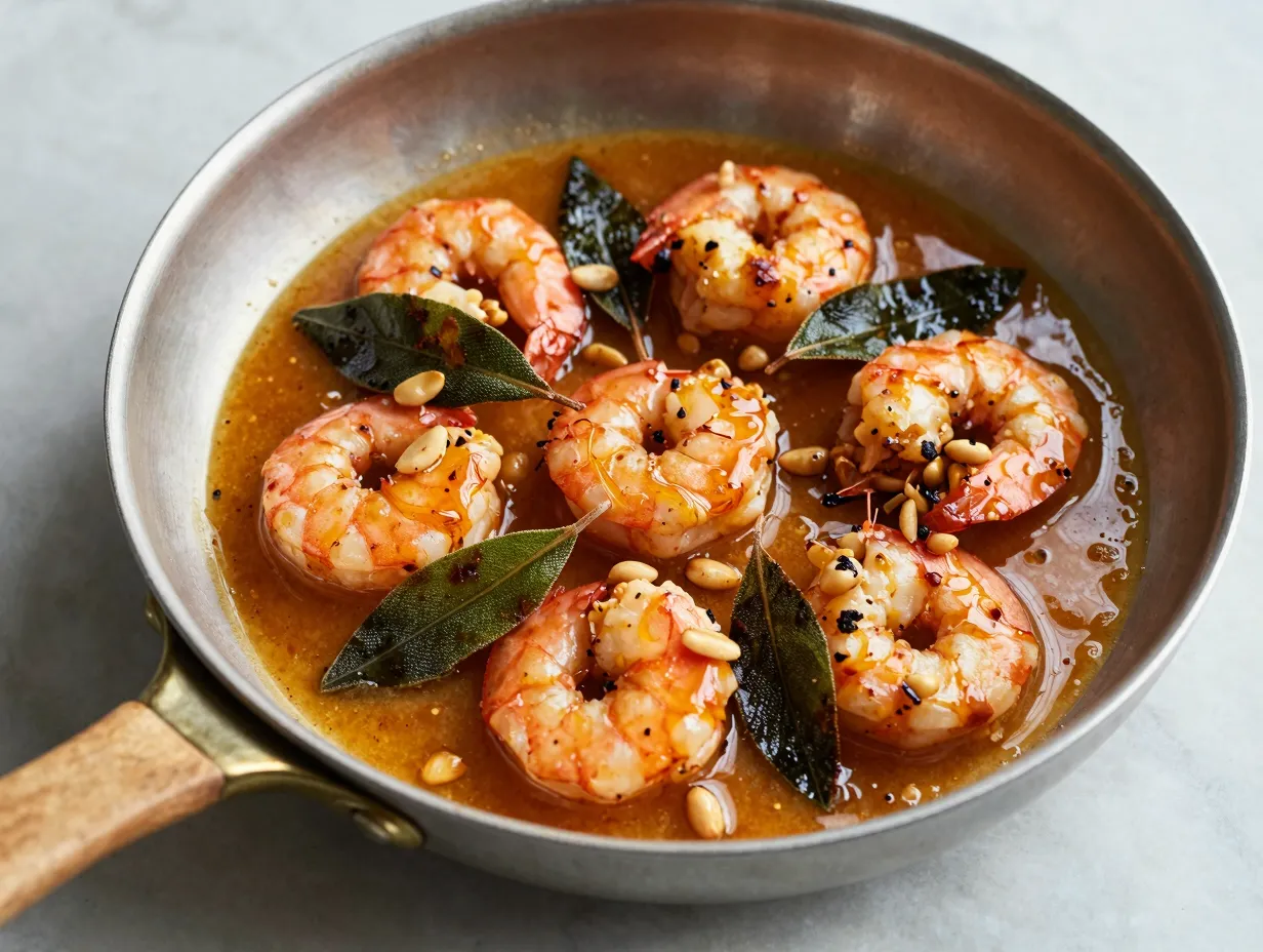 Brown butter garlic shrimp with sage