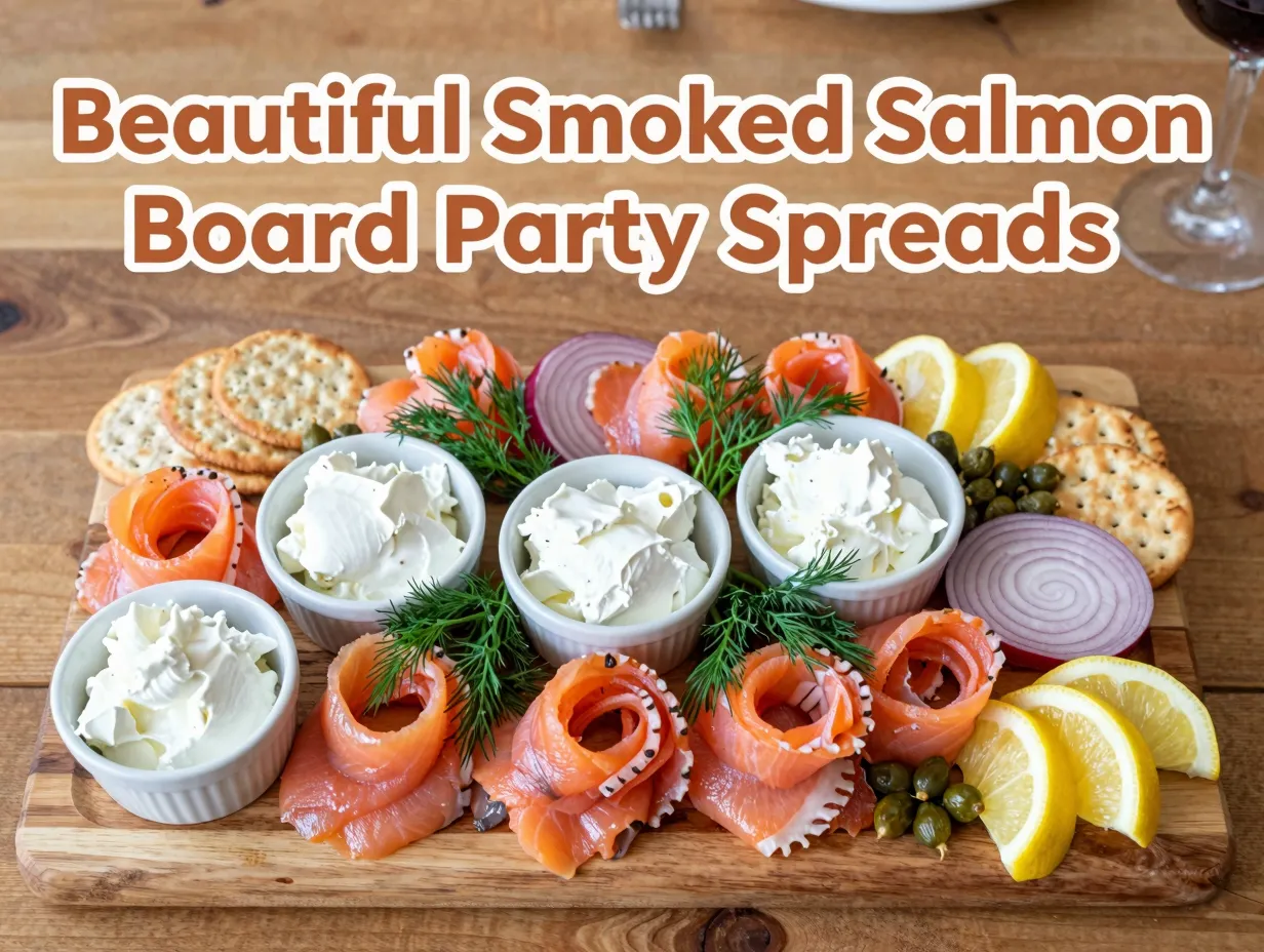 Beautiful smoked salmon board party spreads