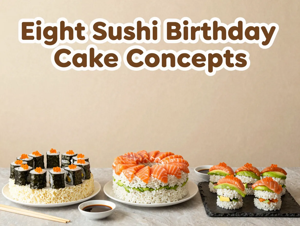 Eight sushi birthday cake concepts