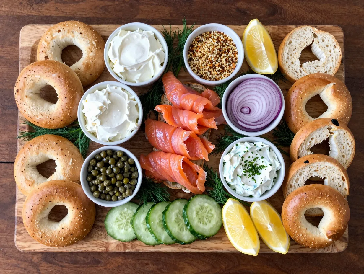 The classic lox and bagel board