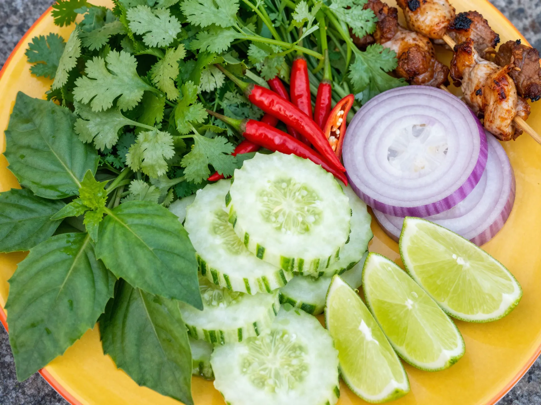 Thai inspired spicy cucumber salad with fish sauce and lime