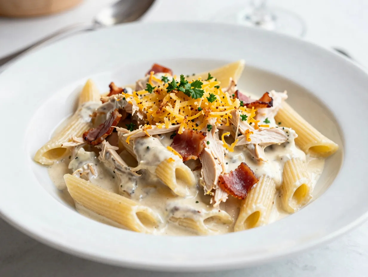 Chicken bacon ranch baked penne