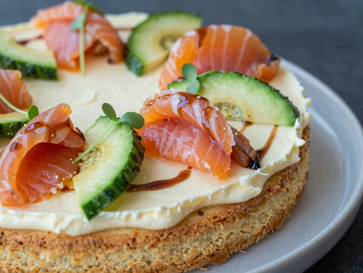 The homemade salt salmon sushi cake