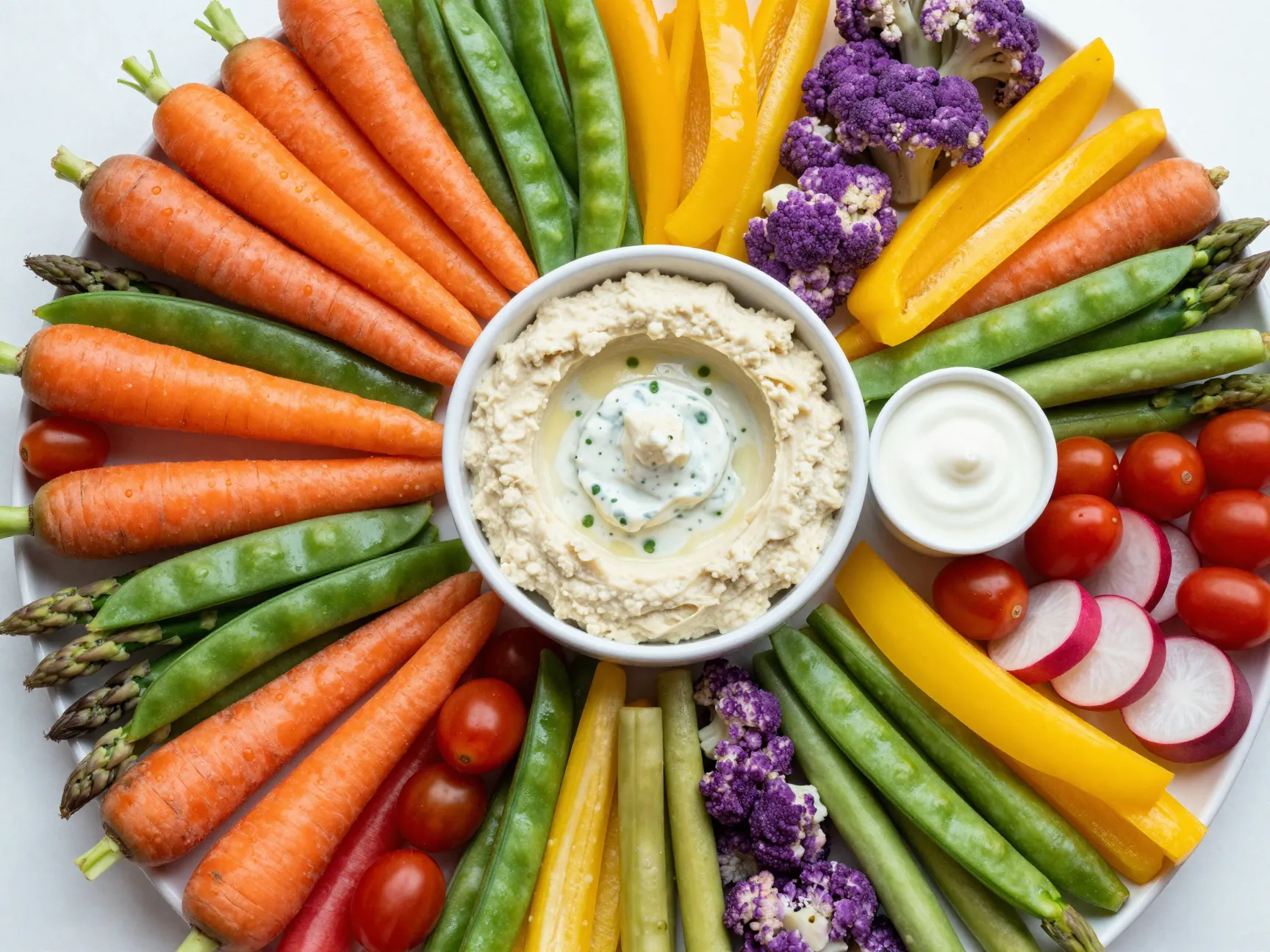 The vegetable crudite and dip platter