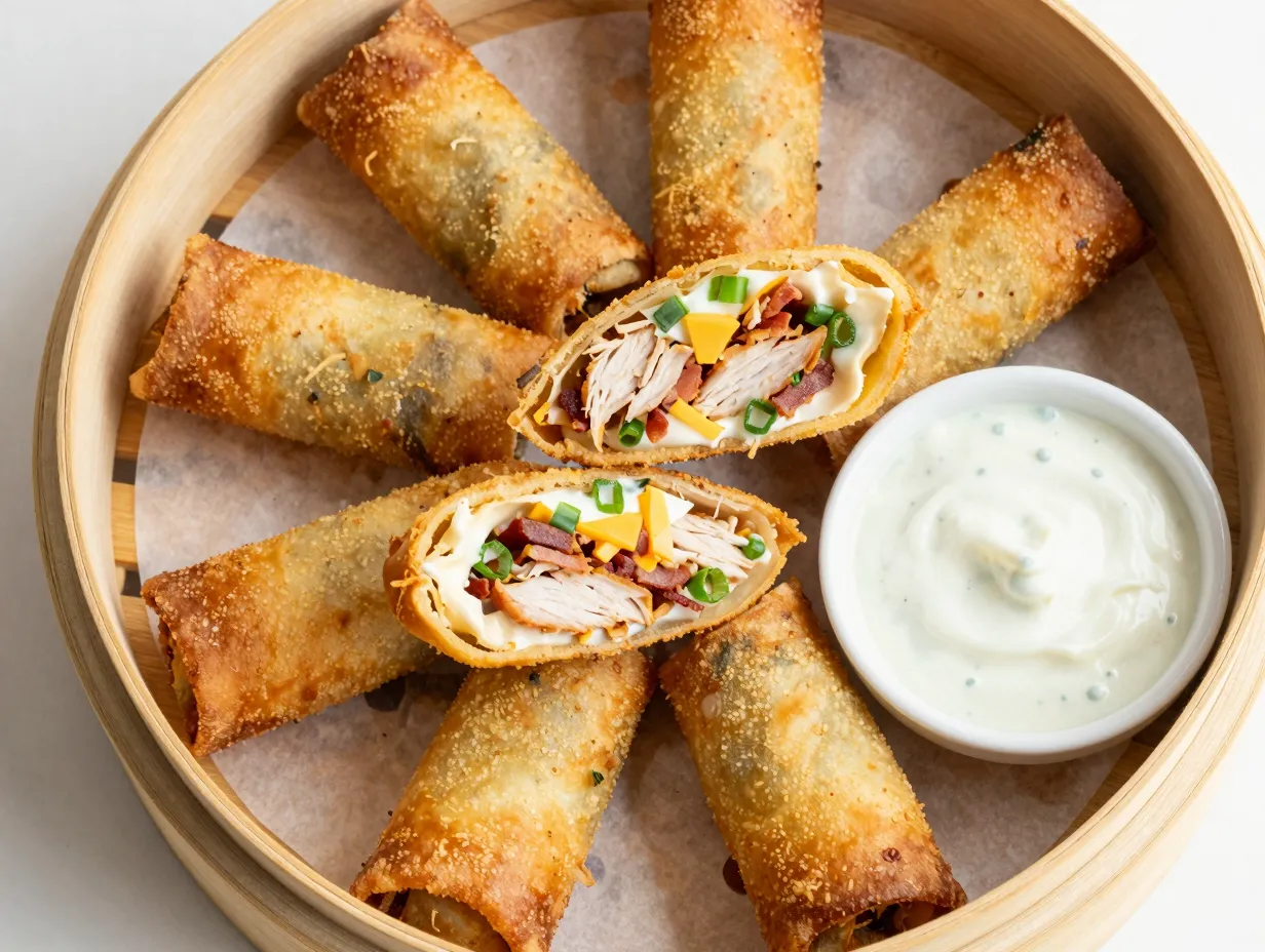 Chicken bacon ranch egg rolls