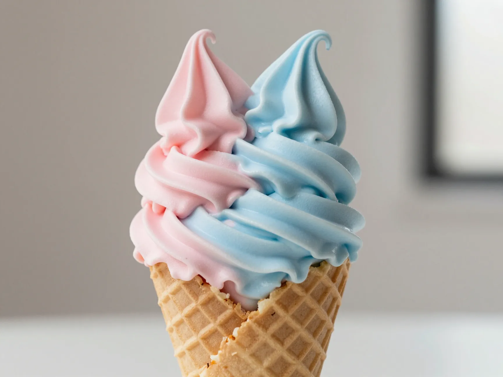The classic pink and blue pastel swirl cone