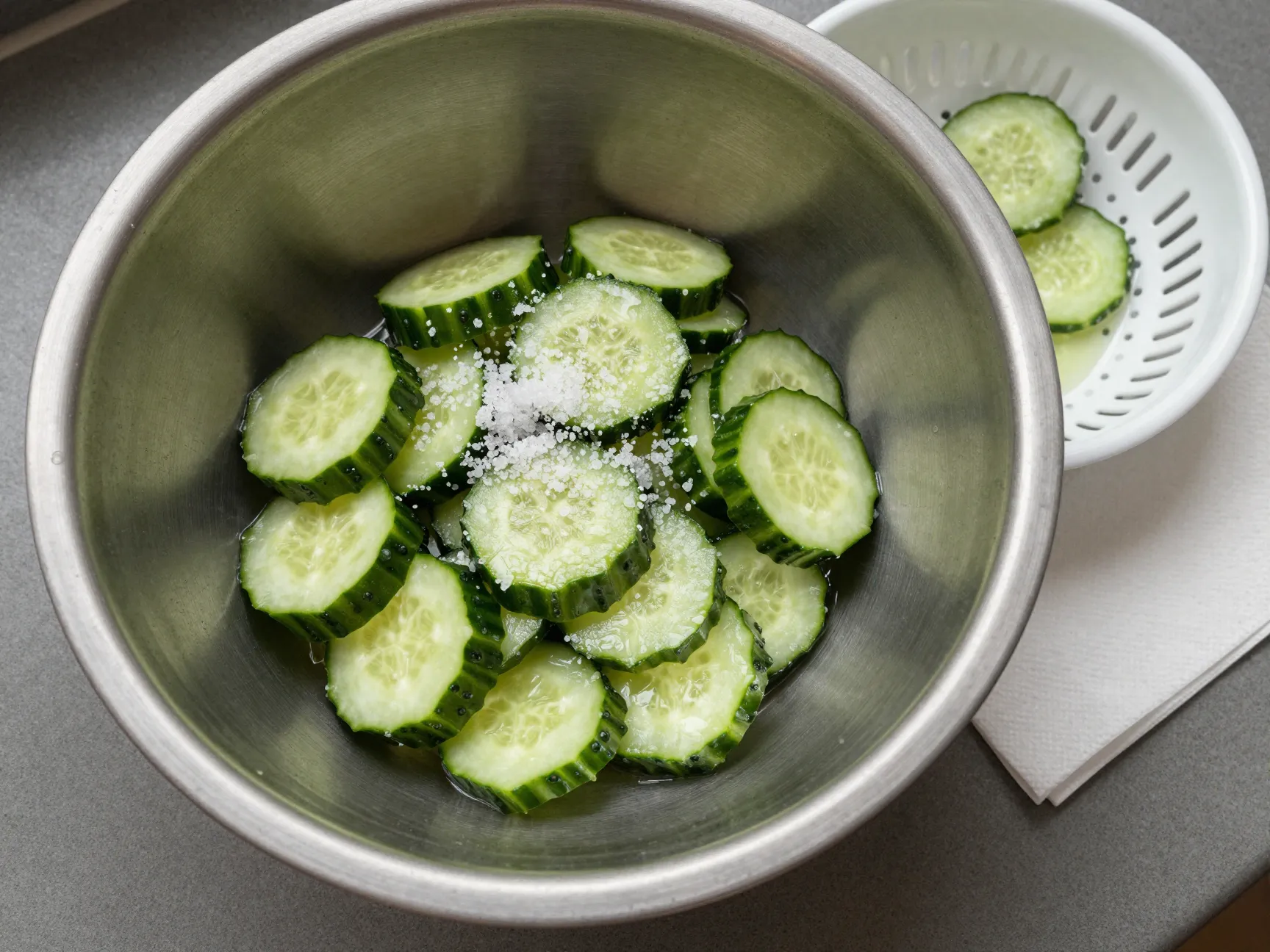Salt the cucumbers properly