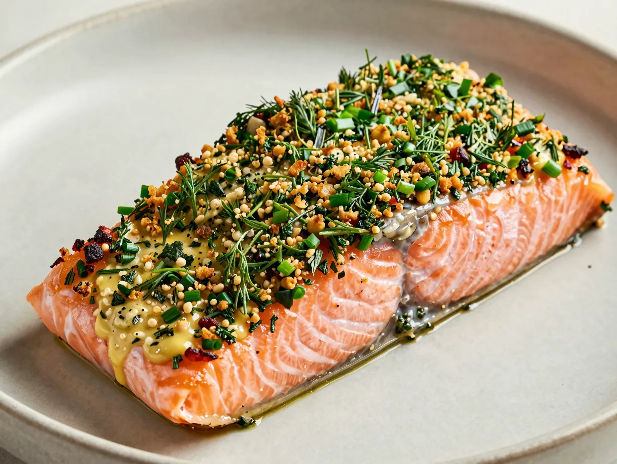 Herb crusted baked salmon