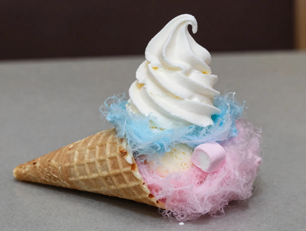 The cotton candy stuffed waffle cone