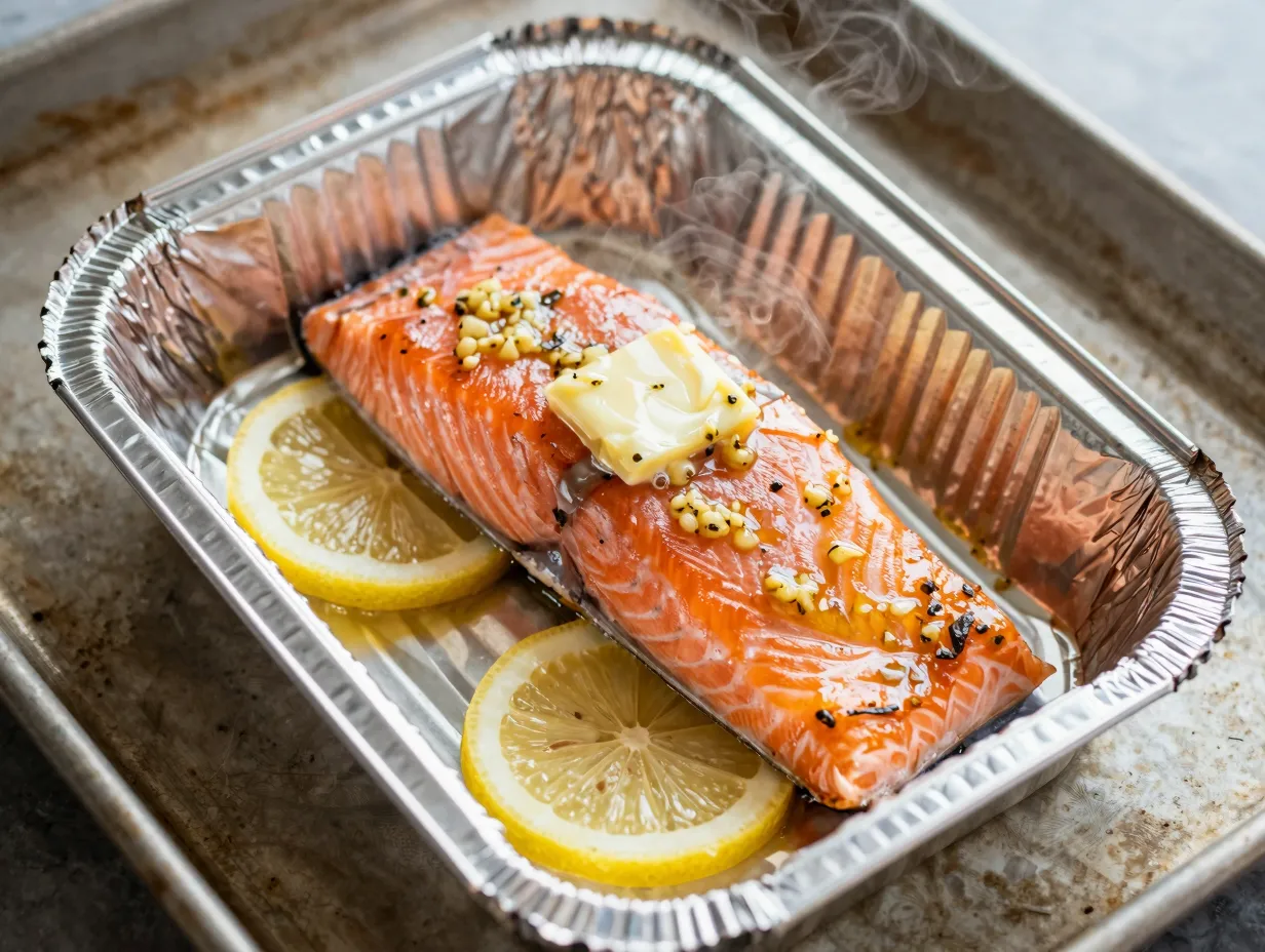 Garlic butter salmon in foil