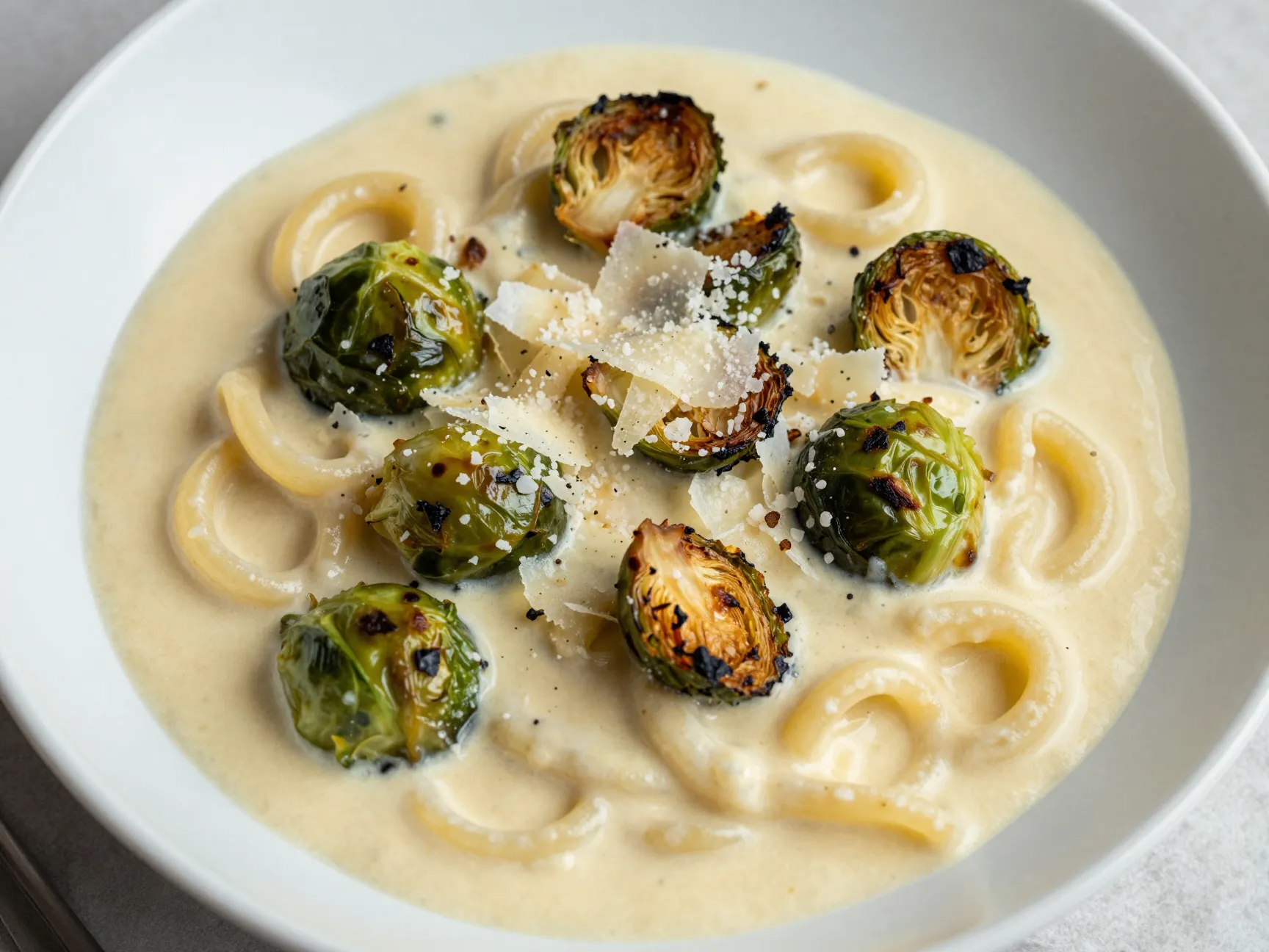 Gluten free pasta with brussels sprouts lemon and ricotta