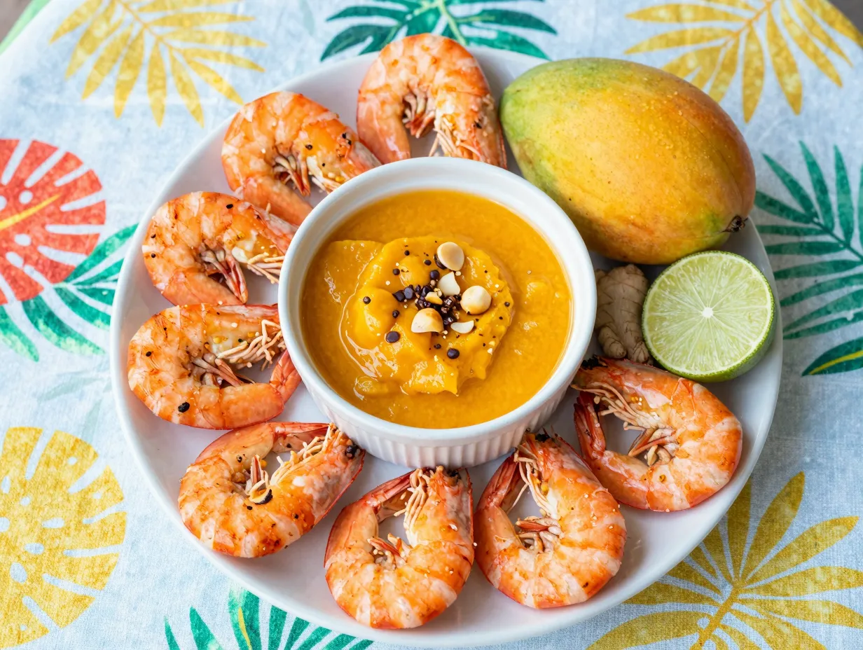 Tropical coconut shrimp with mango dipping sauce