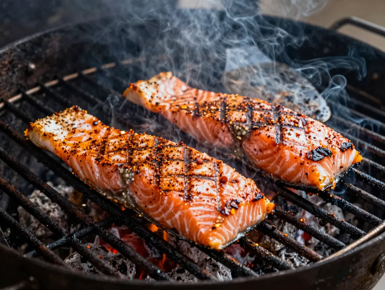 Grilled salmon with smoky spice rub