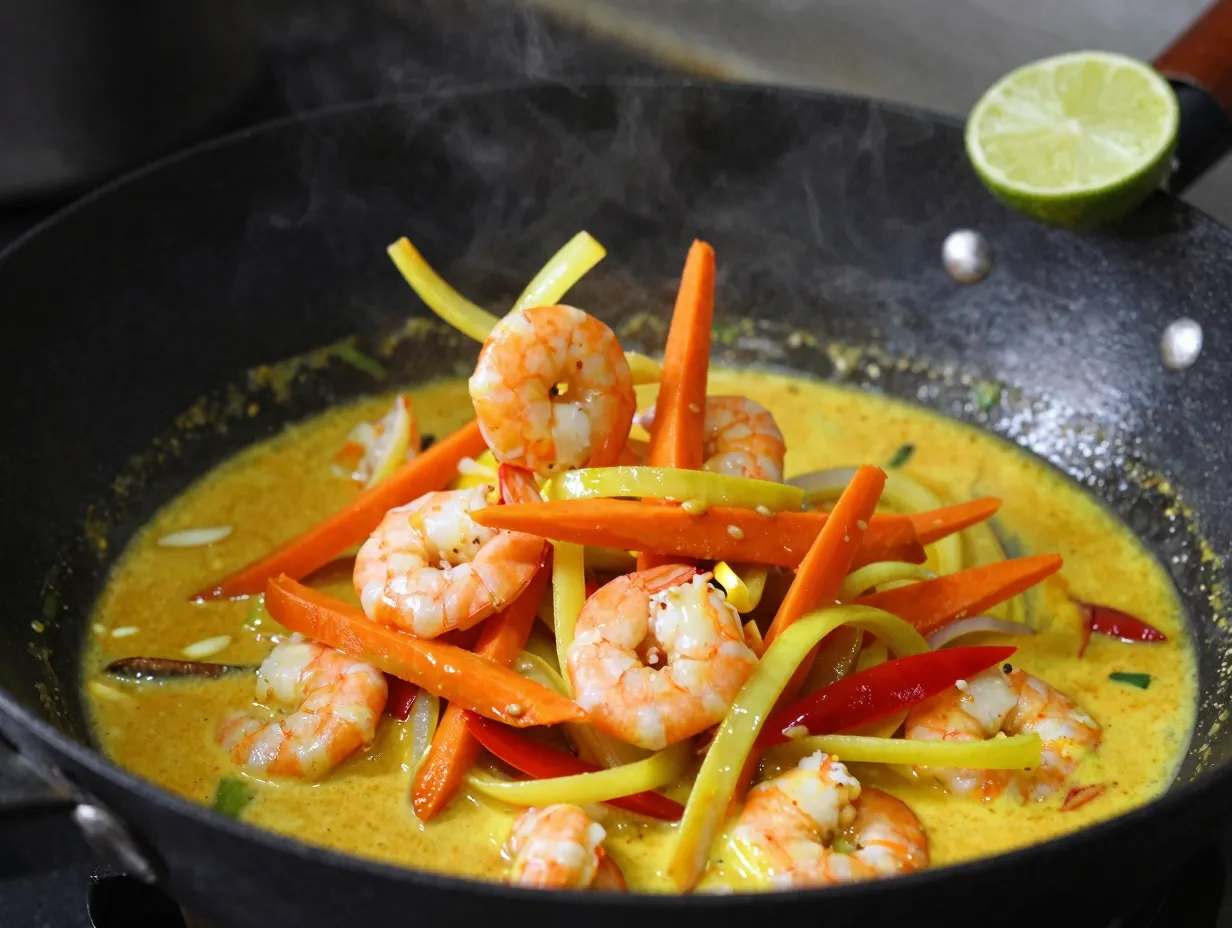 Quick curry coconut shrimp stir fry