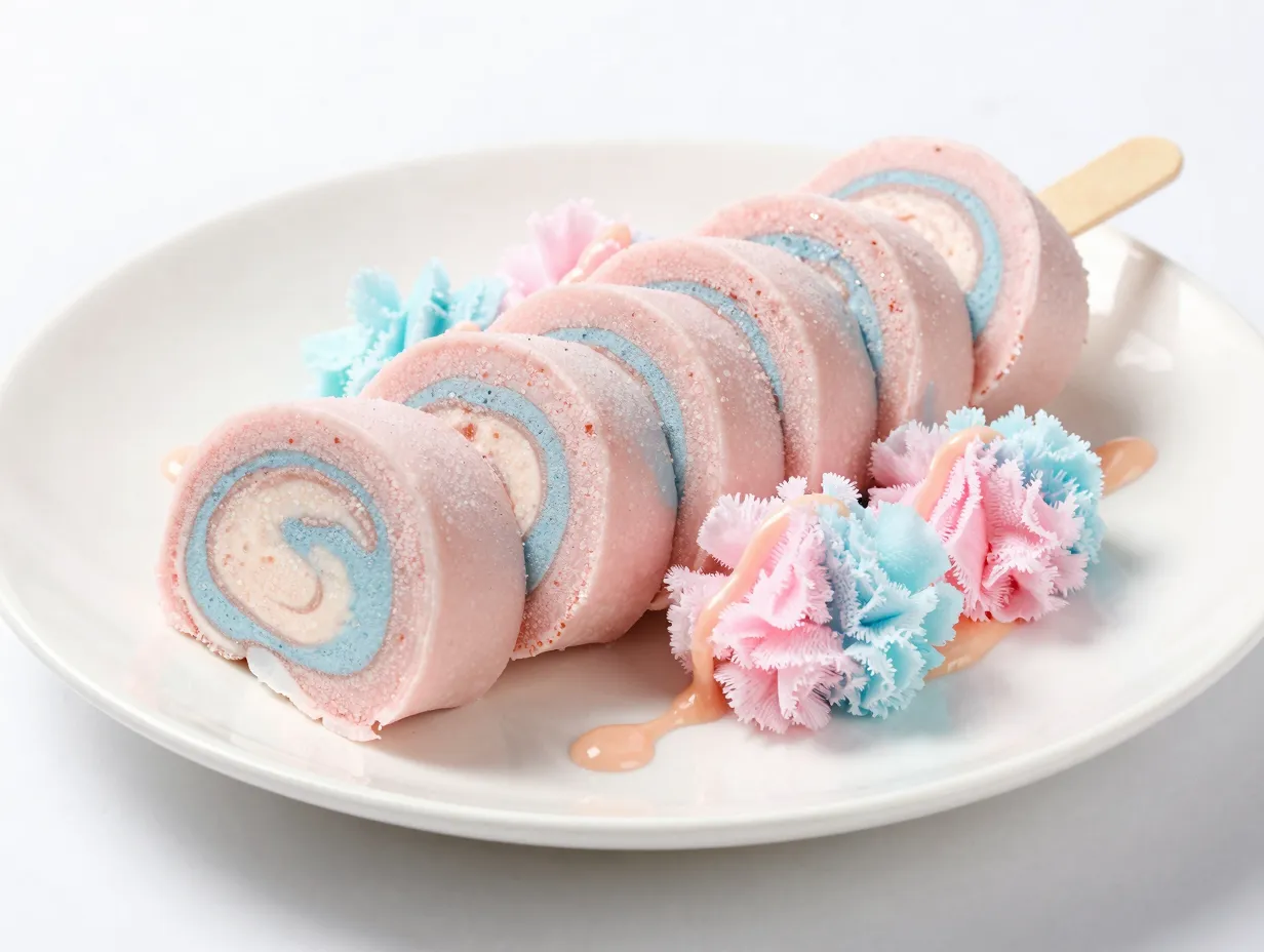 The rolled ice cream cotton candy plate