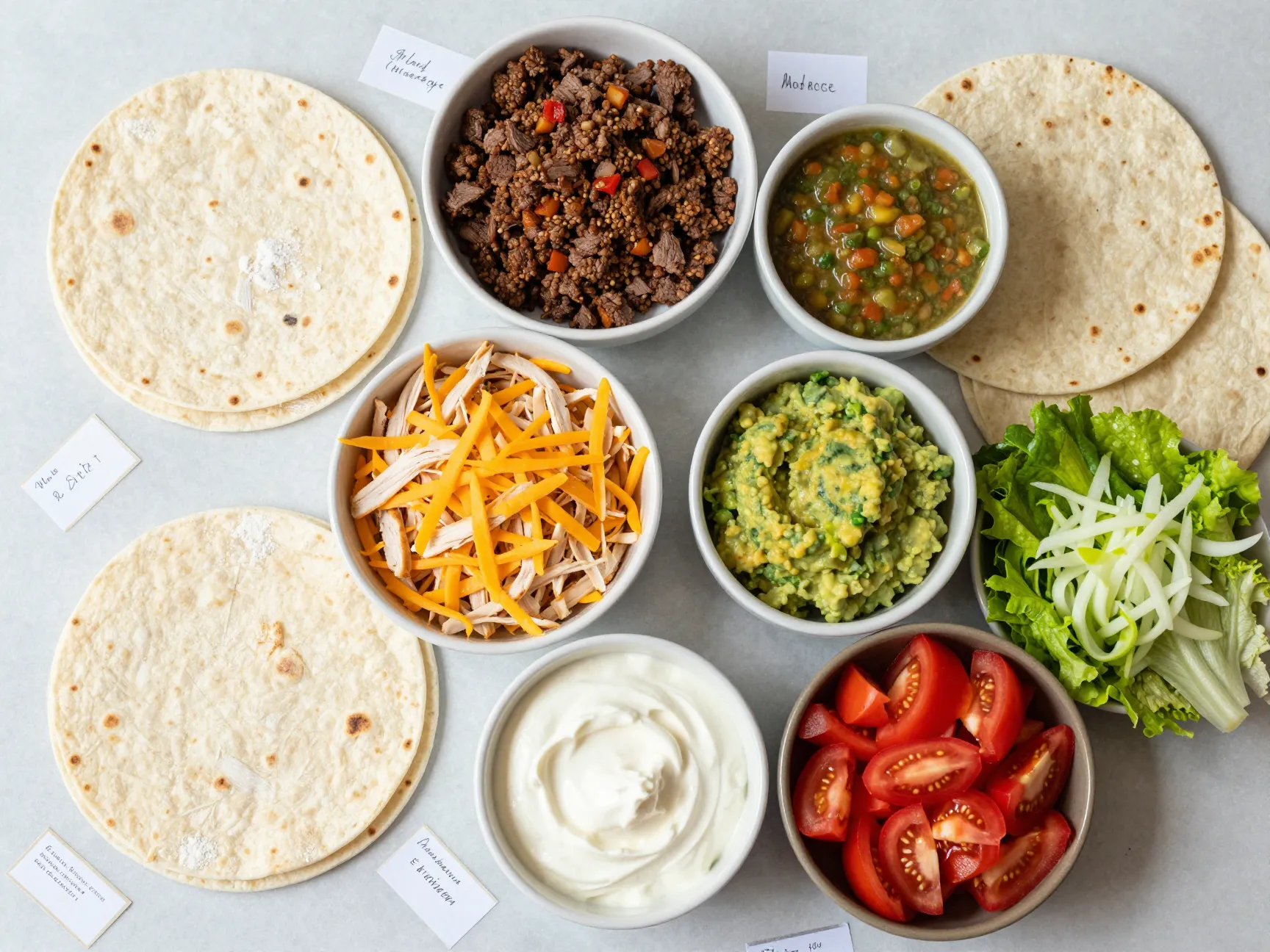 A well stocked taco bar for a mixed age party