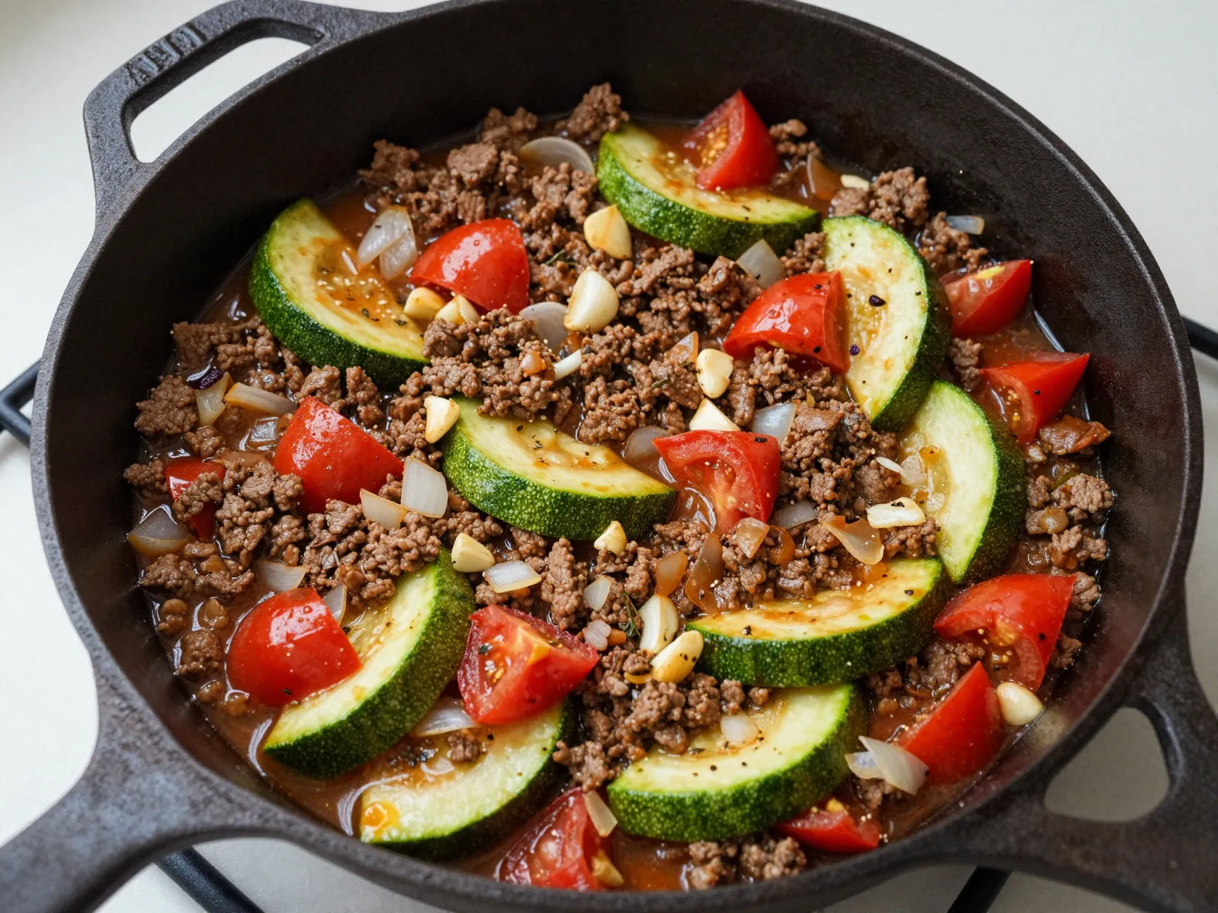 Zucchini and ground beef skillet