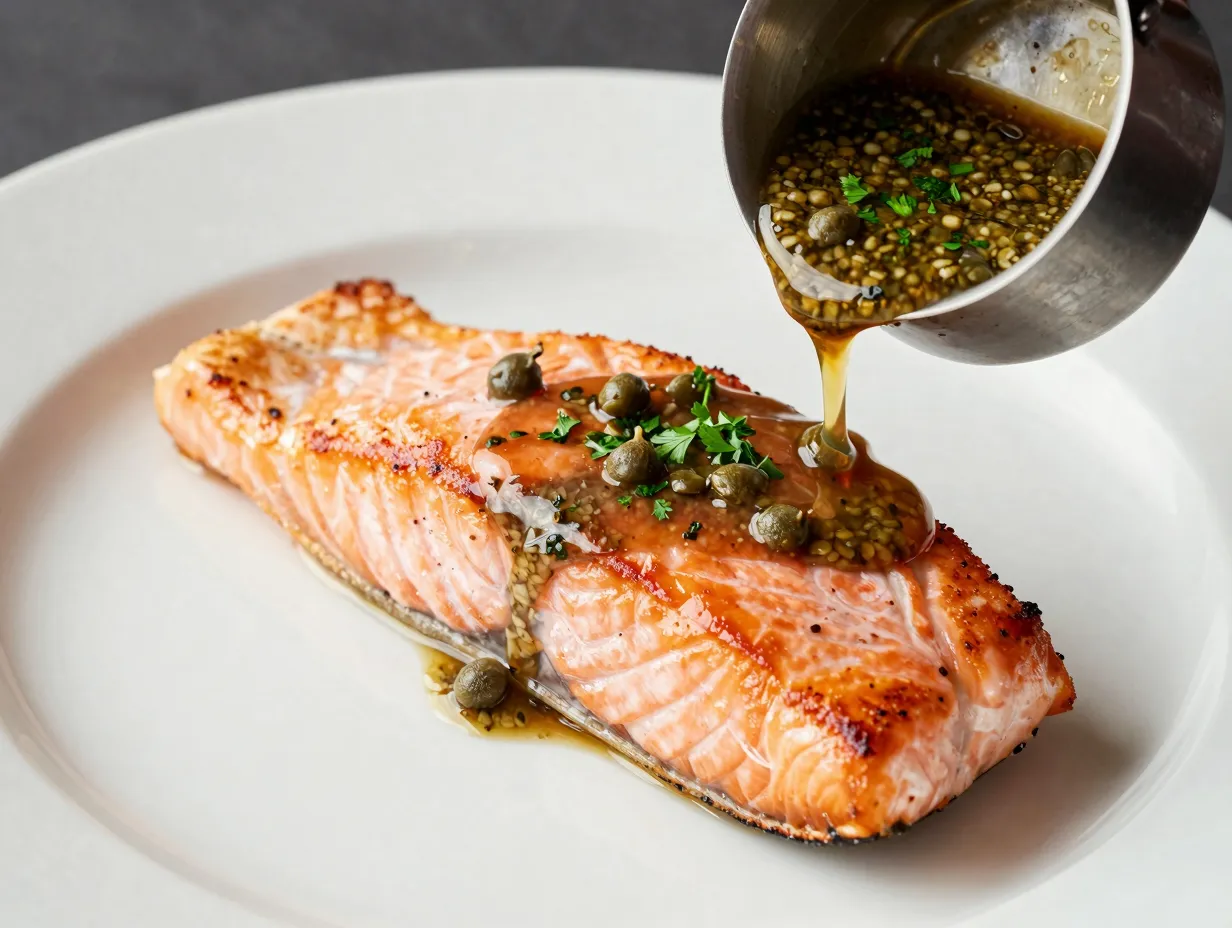 Pan seared lemon caper salmon