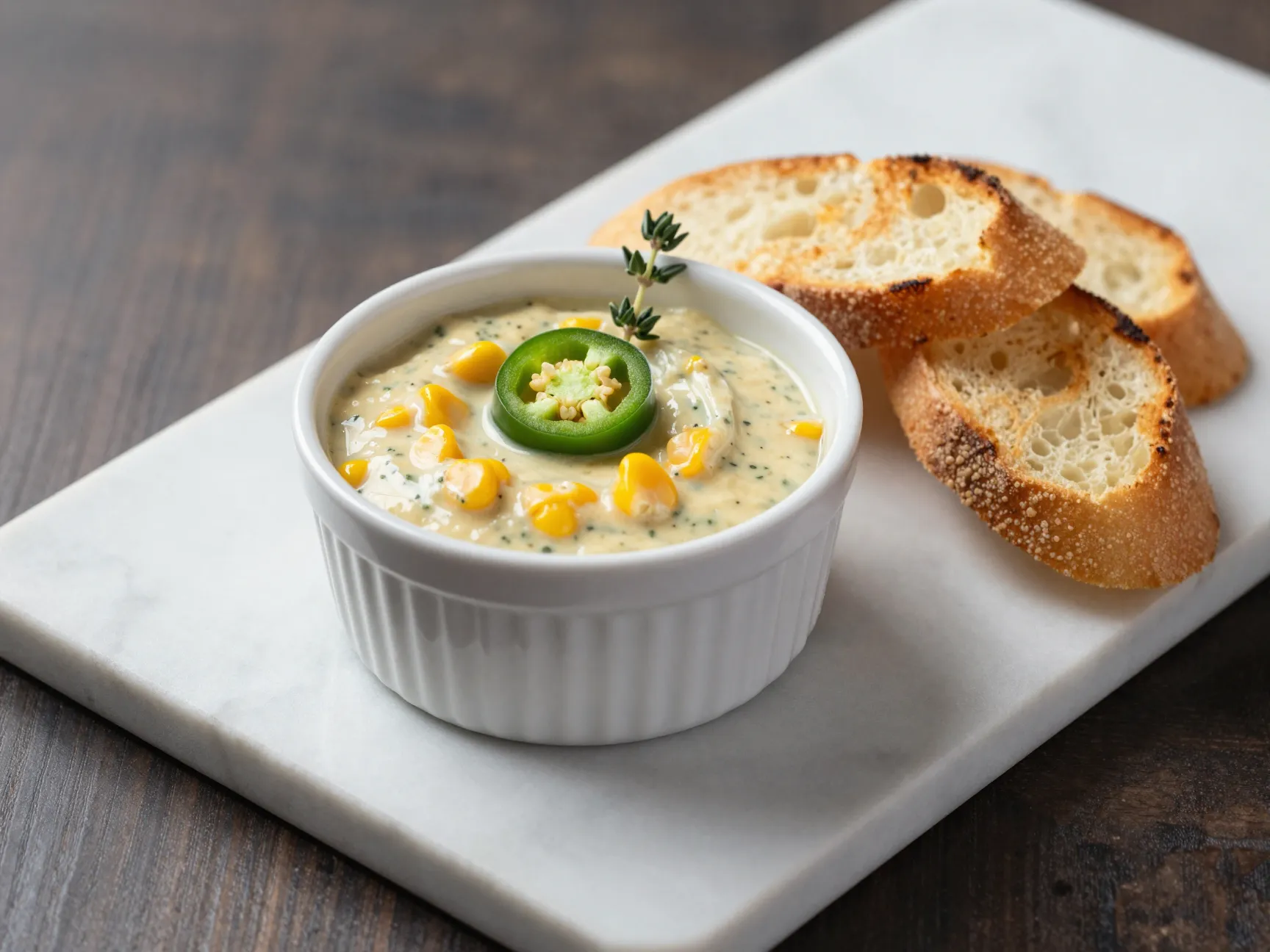 Creamy jalapeno corn dip with goat cheese