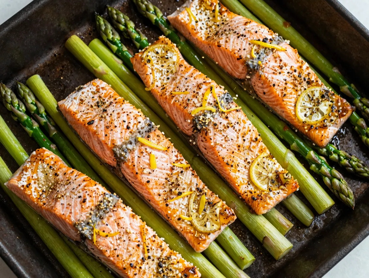 Lemon pepper baked salmon with asparagus