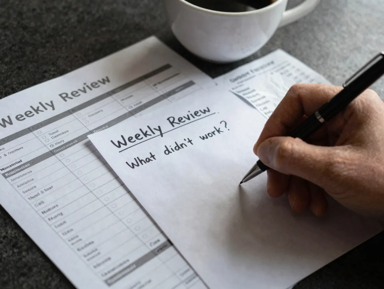 Conduct a weekly review and adjust as you go