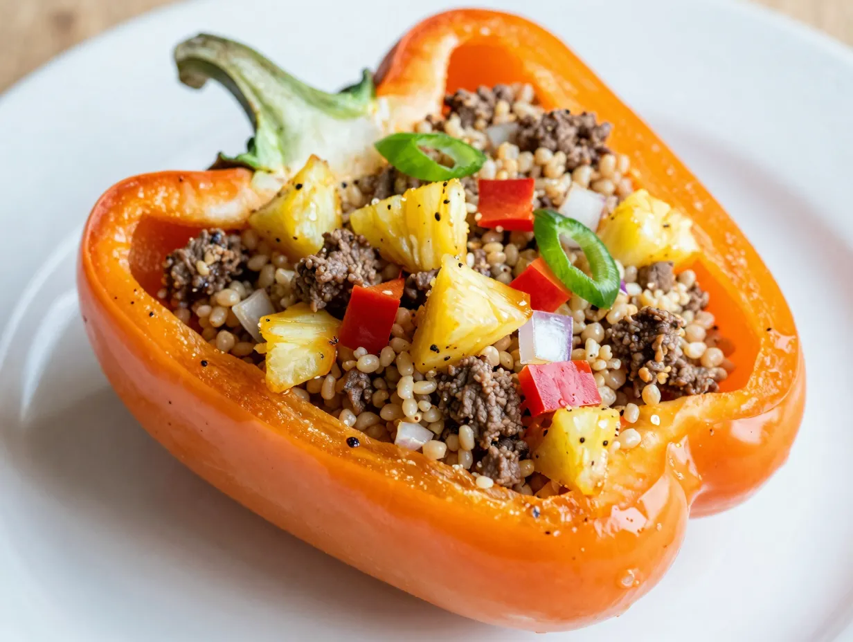Sweet and sour couscous stuffed peppers