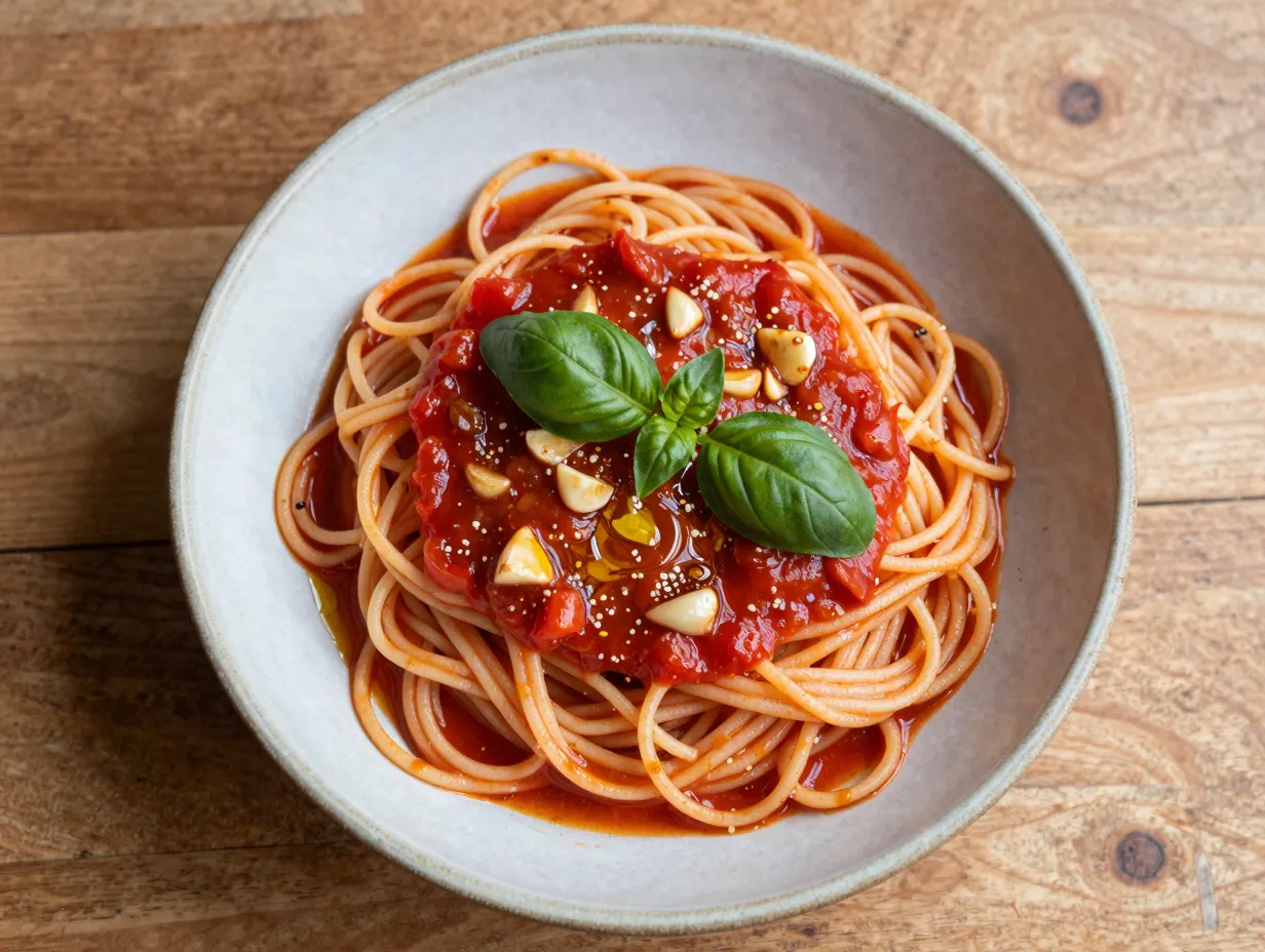 Classic spaghetti with marinara sauce